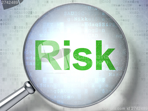 Image of Finance concept: Risk with optical glass