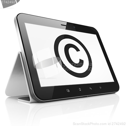 Image of Law concept: Copyright on tablet pc computer