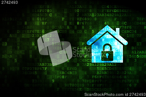 Image of Safety concept: Home on digital background