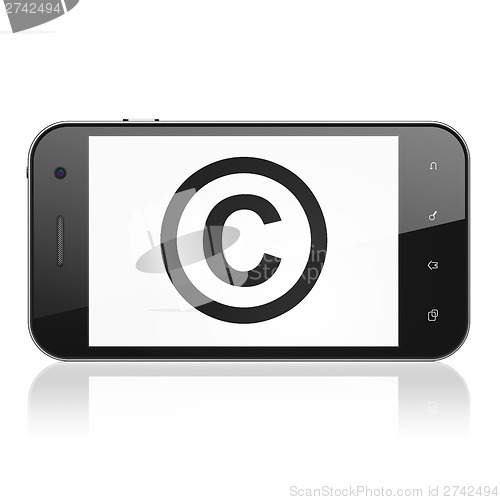 Image of Law concept: Copyright on smartphone