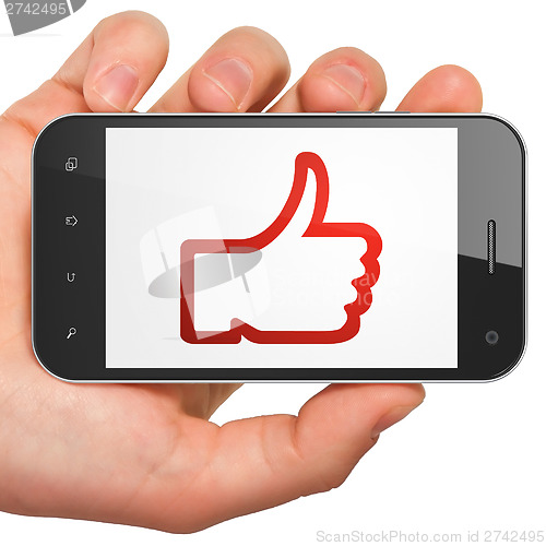 Image of Social media concept: Like on smartphone