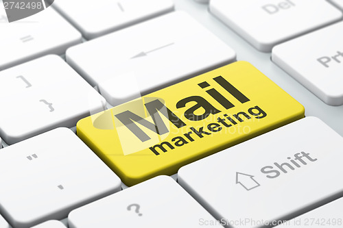 Image of Advertising concept: Mail Marketing on computer keyboard backgro