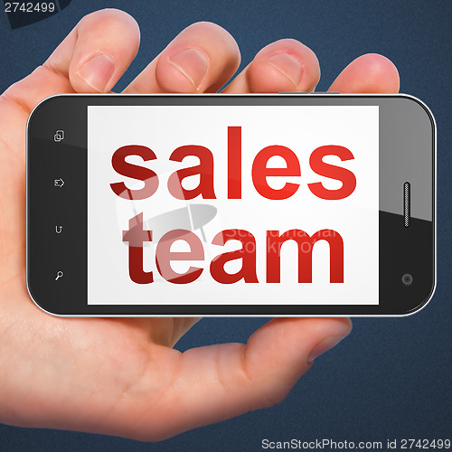 Image of Marketing concept: Sales Team on smartphone