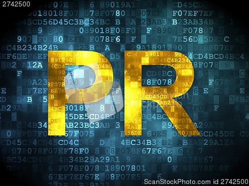 Image of Marketing concept: PR on digital background
