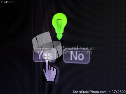 Image of Business concept: Light Bulb on digital computer screen