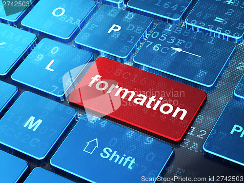 Image of Education concept: Formation on computer keyboard background