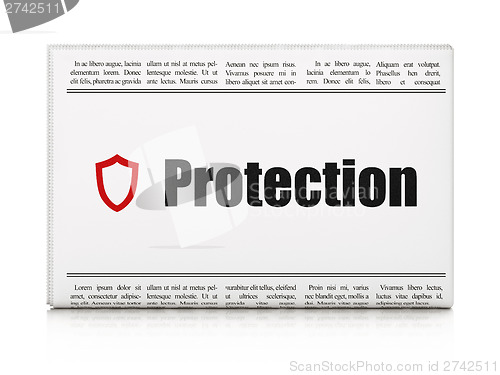 Image of Security news concept: newspaper with Protection and Contoured S