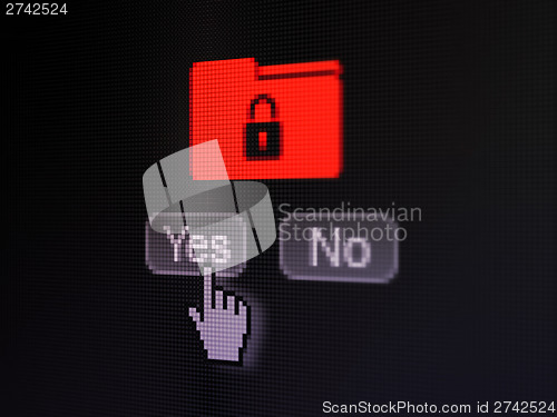 Image of Business concept: Folder With Lock on digital computer screen