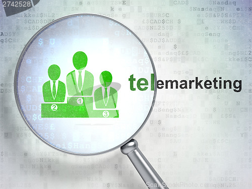 Image of Advertising concept: Business Team and Telemarketing with optica