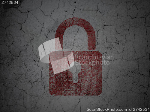 Image of Data concept: Closed Padlock on grunge wall background