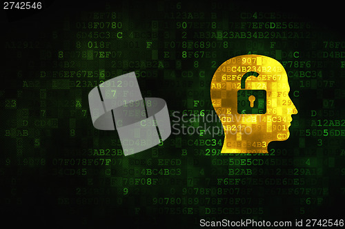 Image of Business concept: Head With Padlock on digital background