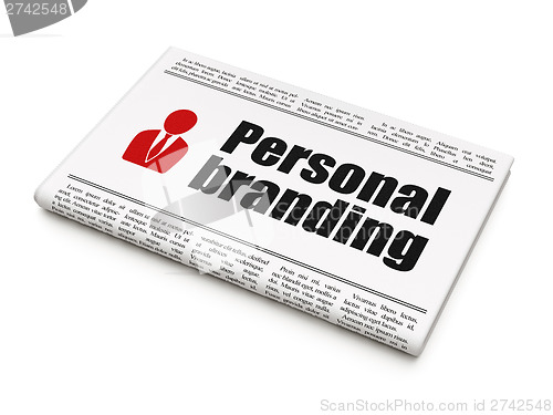 Image of Advertising news concept: newspaper with Personal Branding and B