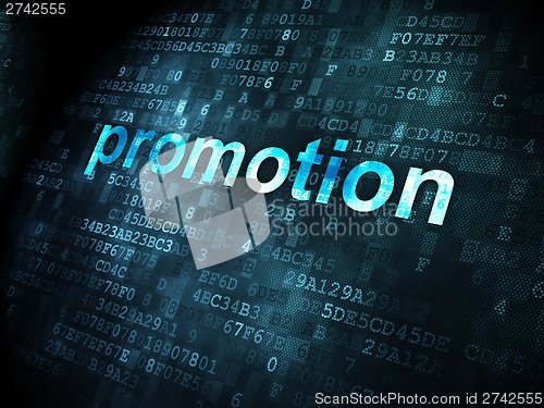 Image of Advertising concept: Promotion on digital background