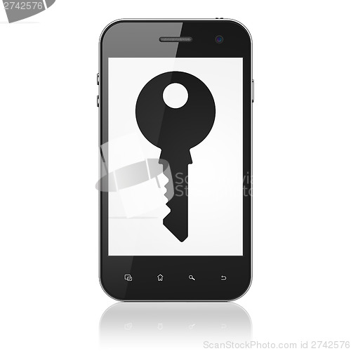 Image of Protection concept: Key on smartphone