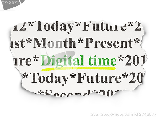 Image of Timeline concept: Digital Time on Paper background