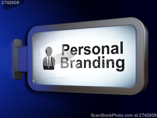 Image of Advertising concept: Personal Branding and Business Man on billb