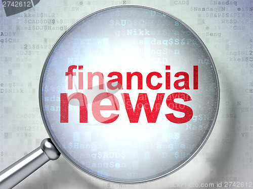 Image of News concept: Financial News with optical glass