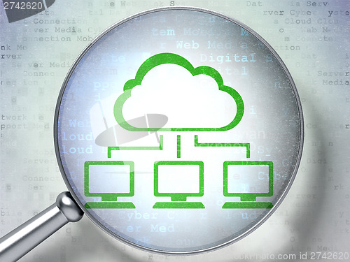 Image of Cloud technology concept:  Cloud Network with optical glass on d