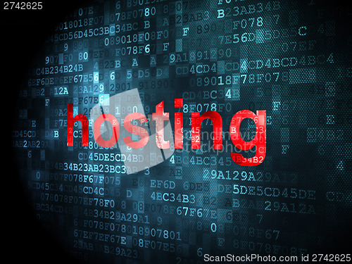 Image of SEO web development concept: Hosting on digital background