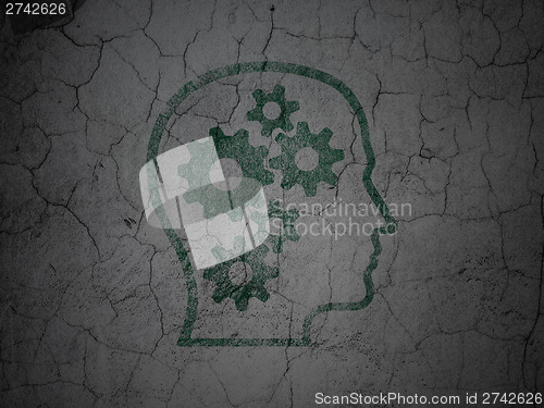 Image of Business concept: Head With Gears on grunge wall background