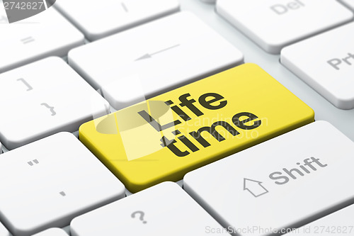 Image of Time concept: Life Time on computer keyboard background