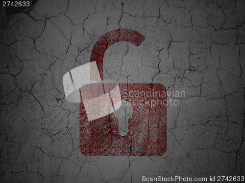 Image of Safety concept: Opened Padlock on grunge wall background