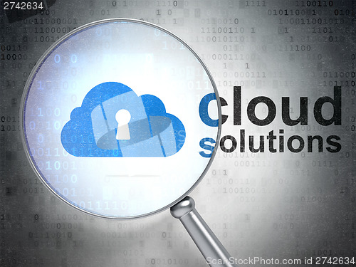 Image of Cloud networking concept: Cloud With Keyhole and Cloud Solutions