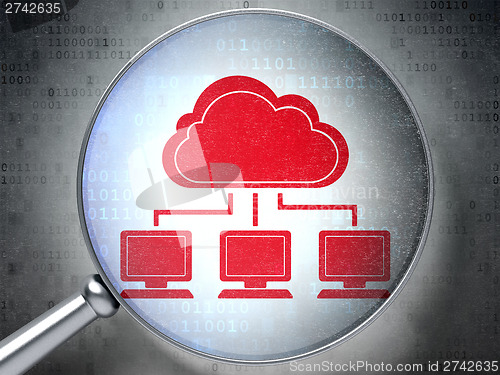 Image of Cloud technology concept:  Cloud Network with optical glass on d