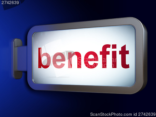 Image of Finance concept: Benefit on billboard background