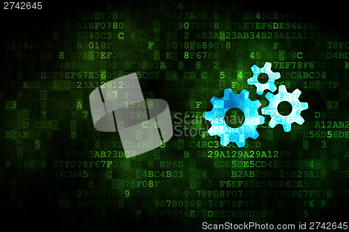 Image of Finance concept: Gears on digital background