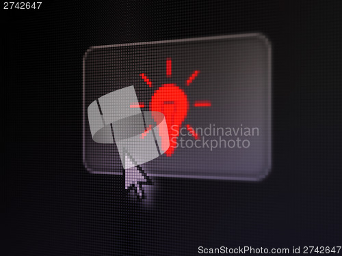 Image of Business concept: Light Bulb on digital button background