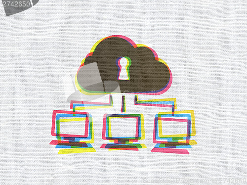 Image of Security concept: Cloud Network on fabric texture background