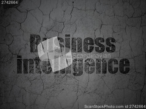 Image of Finance concept: Business Intelligence on grunge wall background