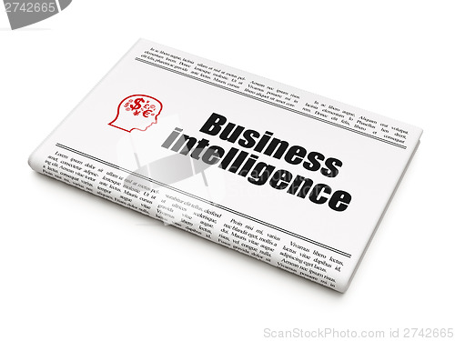 Image of Finance news concept: newspaper with Business Intelligence and H