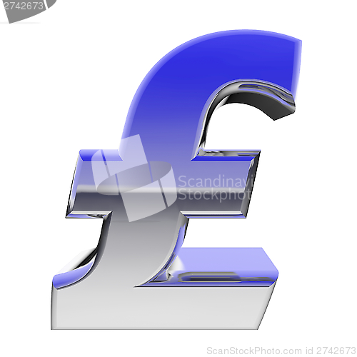 Image of Chrome pound sign with color gradient reflections isolated on white