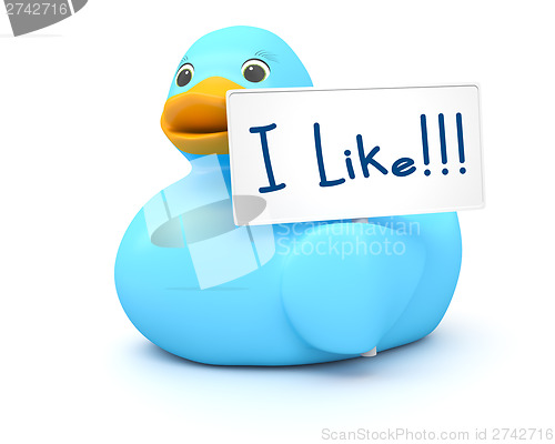 Image of Blue Ducky with I like sign