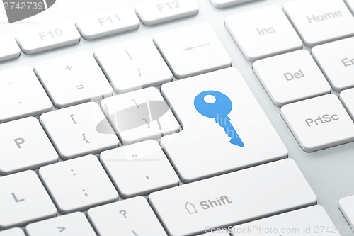 Image of Safety concept: Key on computer keyboard background