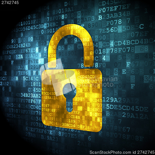 Image of Information concept: Closed Padlock on digital background