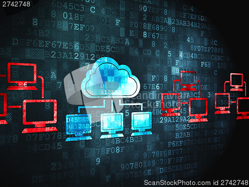 Image of Cloud networking concept: Cloud Technology on digital background