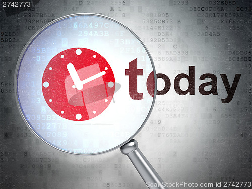 Image of Time concept: Clock and Today with optical glass