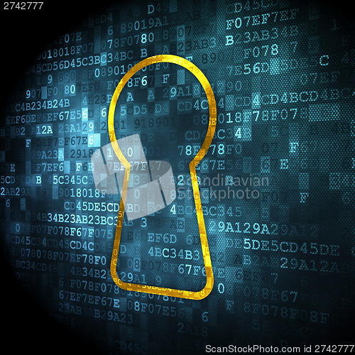 Image of Information concept: Keyhole on digital background
