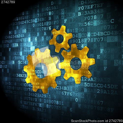 Image of Web design concept: Gears on digital background