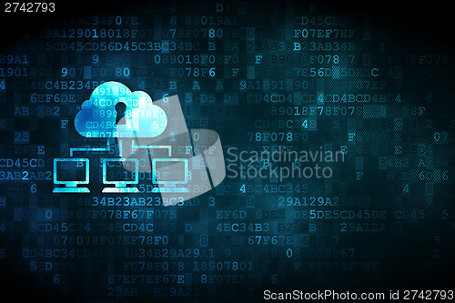 Image of Cloud computing concept: Cloud Network on digital background