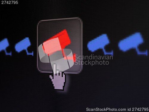 Image of Security concept: Cctv Camera on digital computer screen