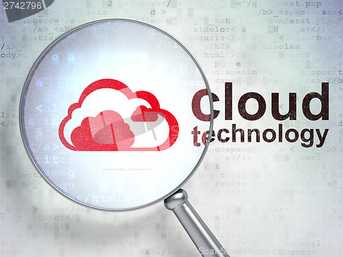 Image of Cloud computing concept: Cloud and Cloud Technology with optical