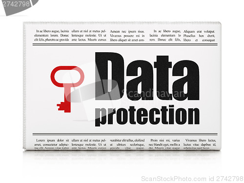 Image of Safety news concept: newspaper with Data Protection and Key