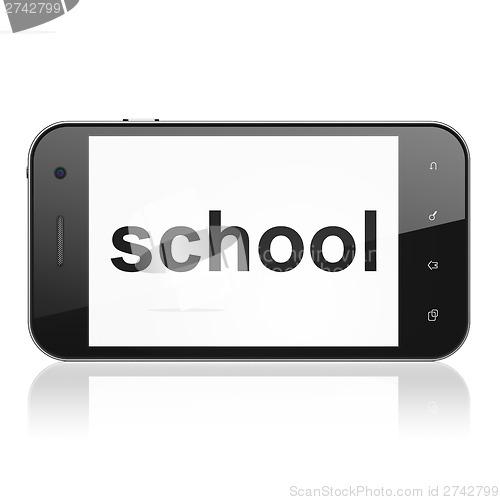 Image of Education concept: School on smartphone