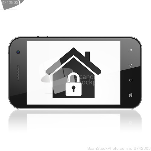 Image of Security concept: Home on smartphone