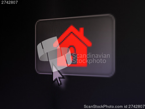 Image of Security concept: Home on digital button background