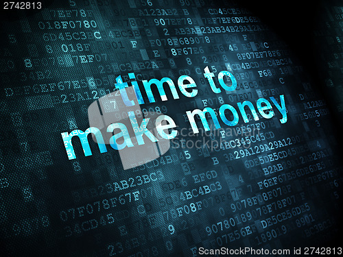 Image of Time concept: Time to Make money on digital background